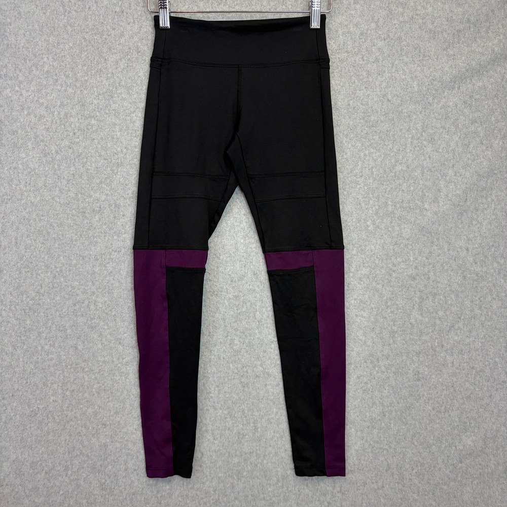 Koral Impel High Rise Leggings Amethyst Black Moto Colorblock Athleisure Size XS